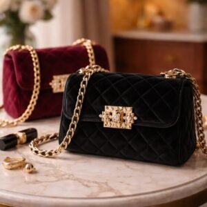 Emerald Grace Velvet Handbag